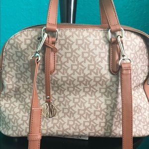 DKNY Tan Leather Logo Satchel